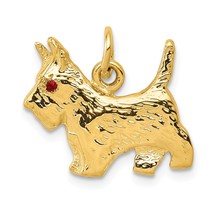 14K Yellow Gold Scottie Dog with Ruby Eye Charm Jewelry 17mm x 16mm - £208.63 GBP