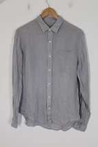Vince S Light Gray Washed Linen Long Sleeve Button-Front Shirt - $25.64