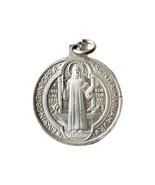 Vintage Saint Benedict Pendant Medal Silver-tone Religious Christian Cha... - €17,15 EUR