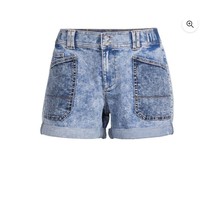 Time and Tru Womens Roll Cuff Utility Color Block Denim Shorts, Size 16 NWT - £10.93 GBP
