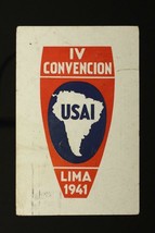 Vintage Postcard Postal History 1941 Cancels IV Convention USAI Lima to Uruguay - $16.88