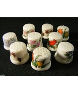 Nine Vintage Porcelain Thimbles Flowers 4-c - €16,87 EUR