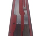 Vtg Burnco Wood Handle MCM Carving Set Kitchen Knife Stainless Steel 2 P... - £11.79 GBP