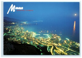 Monaco Monte-Carlo Night View Aerial View Postcard - $5.95