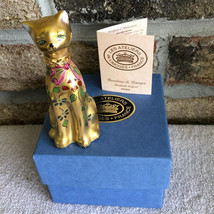 Limoges France Peint Main Vintage Gold Gilded Cat Trinket Box - Never Displayed - £215.71 GBP