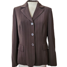 Brown Pinstripe Blazer Jacket Size 4 - £19.71 GBP