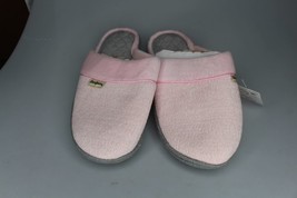 Dearfoam Womans Large 9-10 Pink Fuzzy Slip On Slippers Rubber Sole - £9.34 GBP
