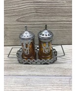 Vintage Amber Small Salt &amp; Pepper Shakers with Silver Colored  Metal Top... - €7,72 EUR