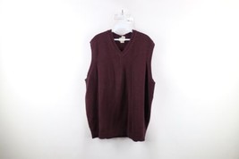 Vintage 90s LL Bean Mens Size 2XLT Faded Blank Cotton Knit Sweater Vest Maroon - £39.40 GBP