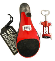 Gift Set Wild Eye Black Red Stiletto Bottle Holder Caddy W Tag &amp; Opener 12x9 In - £31.34 GBP