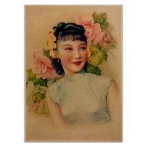 Girl with Flowers Poster Vintage Reproduction Print Chinese Shanghai Lad... - $94.23 MXN+
