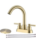 TRUSTMI Brushed Gold Bathroom Faucet 4 Inch Centerset 2 Handle 3, Spot R... - $57.58 CAD