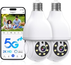 Light Bulb Security Camera, 5G/2.4Ghz 2K Wifi Lightbulb Security Cameras, 2Pcs - £38.88 GBP