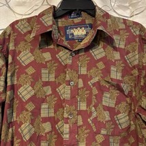 Vintage Ralph Lauren Chaps Mens Long Sleeve Button Up Shirt L Red Gold A... - $18.49