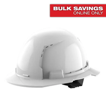 BOLT White Type 1 Class C Full Brim Vented Hard Hat with 4 Point Ratchet... - $35.26
