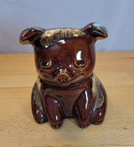 Vintage Hull 196 Pig Piggy Bank  Pottery Brown Turquoise Drip USA Cork inside - £30.85 GBP