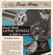 1945 Vintage Article Shop Notes Small Auxiliary Lathe Spindle Popular Me... - $19.95