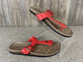 GOLDTOE Women&#39;s Large ~9/10 Sandals Red Open Back Thong Toe Molded Foot ... - $13.86