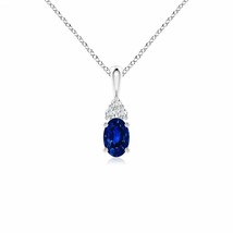 Authenticity Guarantee 
ANGARA 6x4mm Natural Sapphire Solitaire Pendant with ... - £207.84 GBP+