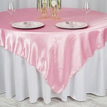 Pink Satin 72X72&quot;&quot; Square Table Overlay Wedding Party Catering Decorations Gift - £7.26 GBP