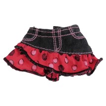 2011 Barbie &amp; Ken Going To Disney Black Denim Red Polka Dot Mini Skirt X5787 - £3.98 GBP