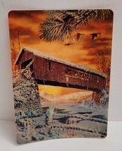 Vintage Covered Bridge in Winter 1960&#39;s Vari-Vue Lenticular 3-D Postcard - $14.84