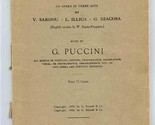 TOSCA Libretto Puccini G Ricordi 1905 V Sardou, L Illiga and G Giacosa  - $17.82