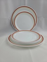 Corelle 7-Cinnamon/Chestnut Rimmed Dinner &amp; Salad Plates  Rust Tan stripes - $36.62