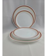Corelle 7-Cinnamon/Chestnut Rimmed Dinner &amp; Salad Plates  Rust Tan stripes - $51.50 CAD