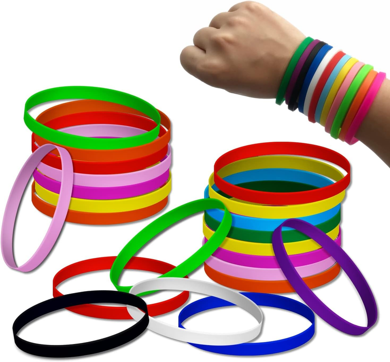 M.Best 120 Pcs Silicone Wristbands Rubber Bracelets Blank Elastic Stretch Wristb Item image 2