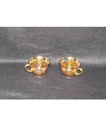 Vintage Depression Glass Amber Grape Leaf Pattern Cups, Set of 2 - £19.36 GBP