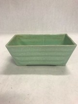 Vintage planter green USA rectangle pottery 6.5 by 3.5 inch marked bottom MCM - £27.68 GBP