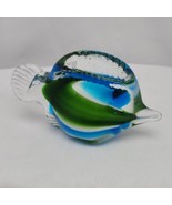 Tropical Glass Fish  Paperweight Figurine  Decor Green And Blue - $14.80