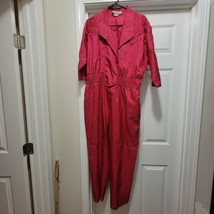 Vintage 70s Joan Walters Dark Pink Lightweight Jumpsuit Romper Womens Size 12 - £44.93 GBP