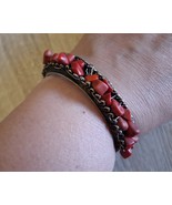 Armenian Cuff Coral Closed Bracelet, Armenian Bangle Bracelet, Ethnic Br... - $50.00