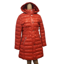 Guess Women High Shine Removable Hood Puffer Coat Red Large - $99.58