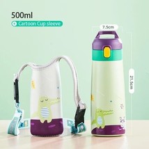 Cartoon Leak-Proof Vacuum Flask with Case: Kids Stainless Steel Straw Thermos Mu - £19.51 GBP+