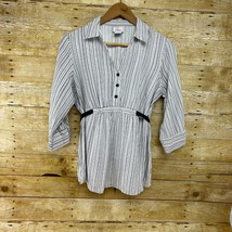 Oh Baby! By Motherhood Black White Striped Dress Shirt Ribbon Tie Size M EUC - £10.27 GBP