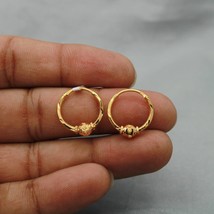 Pure 22k Yellow Gold Hoop Bali Earrings , Handmade Yellow gold earrings ... - £257.65 GBP