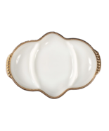 Vtg Anchor Hocking Fire King White with Gold Trim 3 Section Dish Pristine - $231.69 MXN