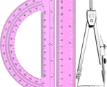3 Pcs Plastic Ruler 6 Inch Protractor Drawing Compass Set, Student Geome... - $10.67