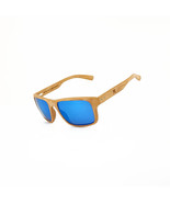 Curved wooden sunglasses with blue mirror lenses, stylish and ergonomic ... - $149.90