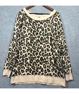 Free People Womens Sweatshirt XS Go On Get Leopard Print Oversized - $26.03