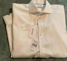 New Eton Men&#39;s Slim-Fit Geometric Shirt + Eton Tie - Color White - Size 15 - £86.91 GBP