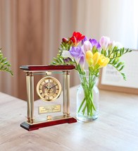 Gold Glass Personalized Clock Engineer Gear Unique Engravable Gift Birthday Love - £133.08 GBP