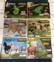 Lot of 6 Wood Puzzle 3D Kits Glow in Dark Eagle Horse Cow Butterfly Pola... - £26.44 GBP