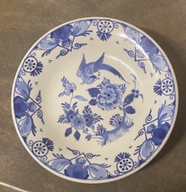 De Porceleyne Fles (Royal Delft) small Delft blue plate with paradise bi... - $78.00