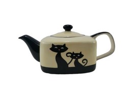 Hues N Brews Cattitude Siamese Cats Teapot Blue Eyes Black Paws Coffee Tea  - $34.60