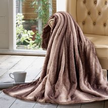 Oversized Luxury Soft Silky Faux Fur Throw, 60&quot; x 70&quot; (Chinchilla) - £80.41 GBP