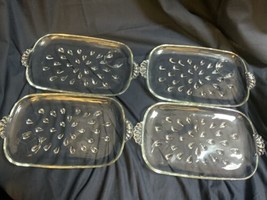 Set of 4 Vintage Hazel Atlas Glass Teardrop Snack Tray Luncheon PLATES ONLY - $9.45